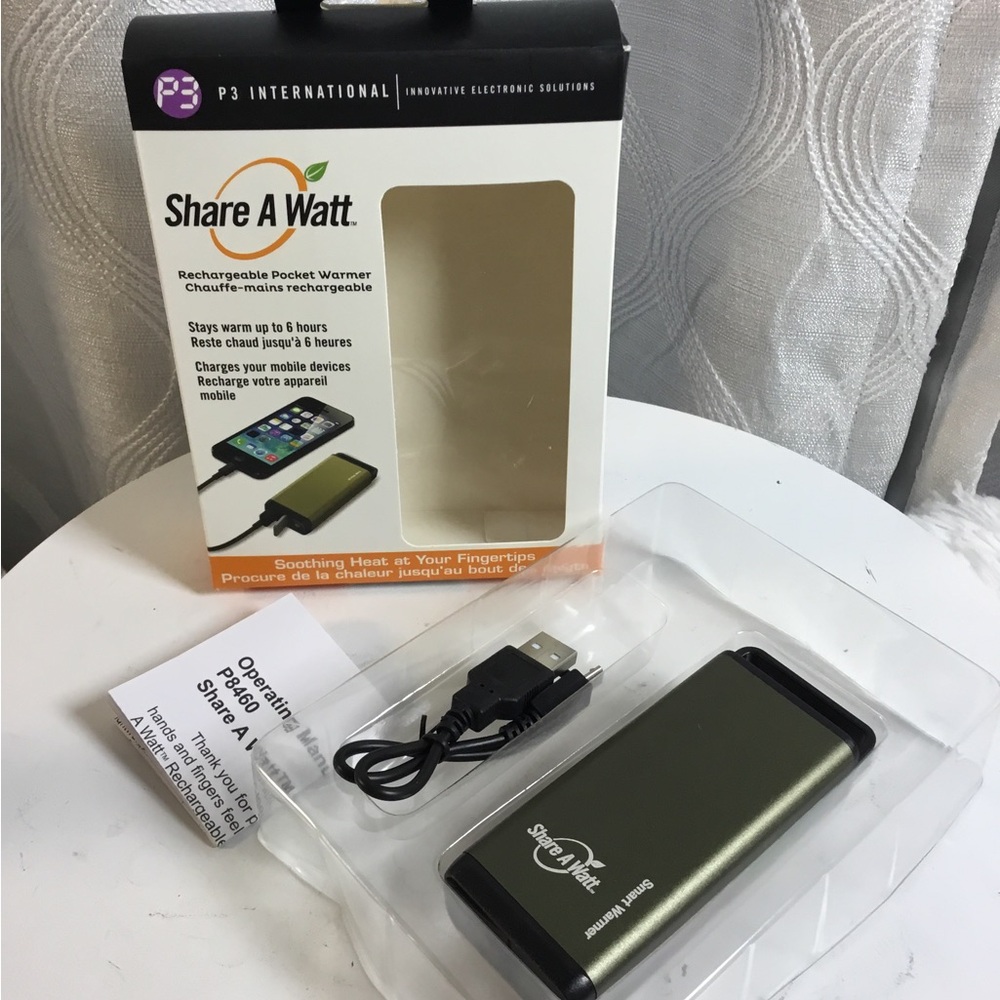 Green Rechargeable Pocket Warmer & Phone Charger